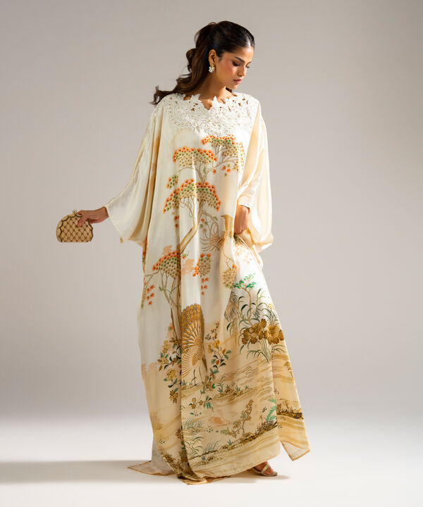 Printed Satin Kaftan