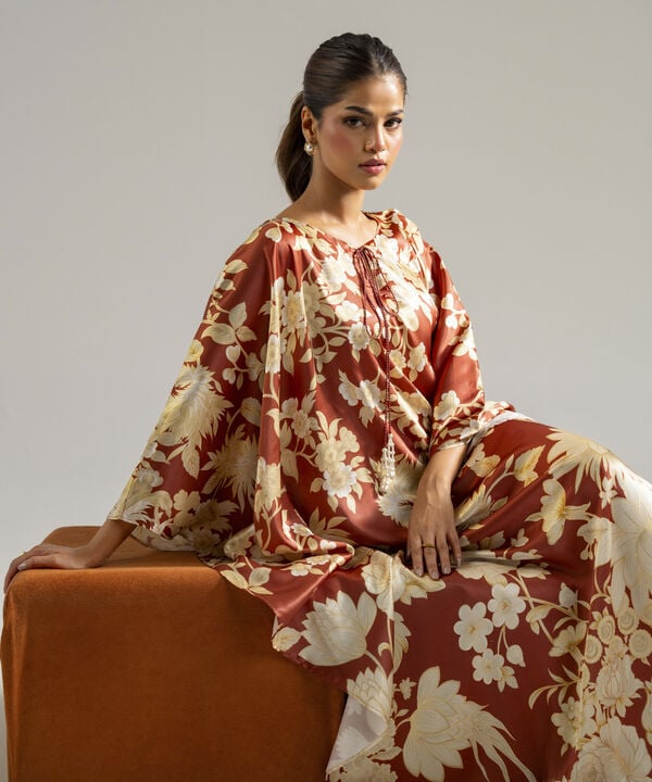 Printed Satin Kaftan