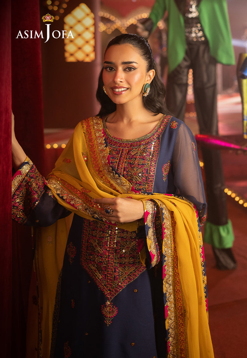 AJLFD-16 EMBROIDERED CHIFFON STITCHED 3 PCS