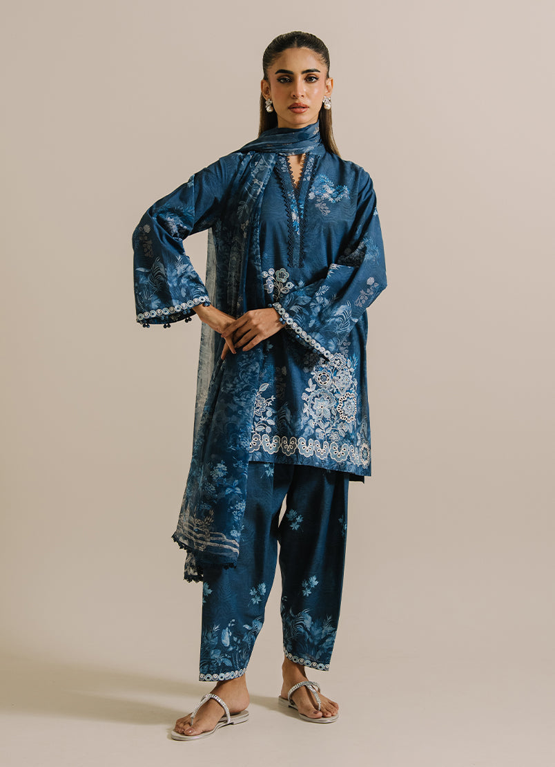 3 PC Printed Embroidered Suit