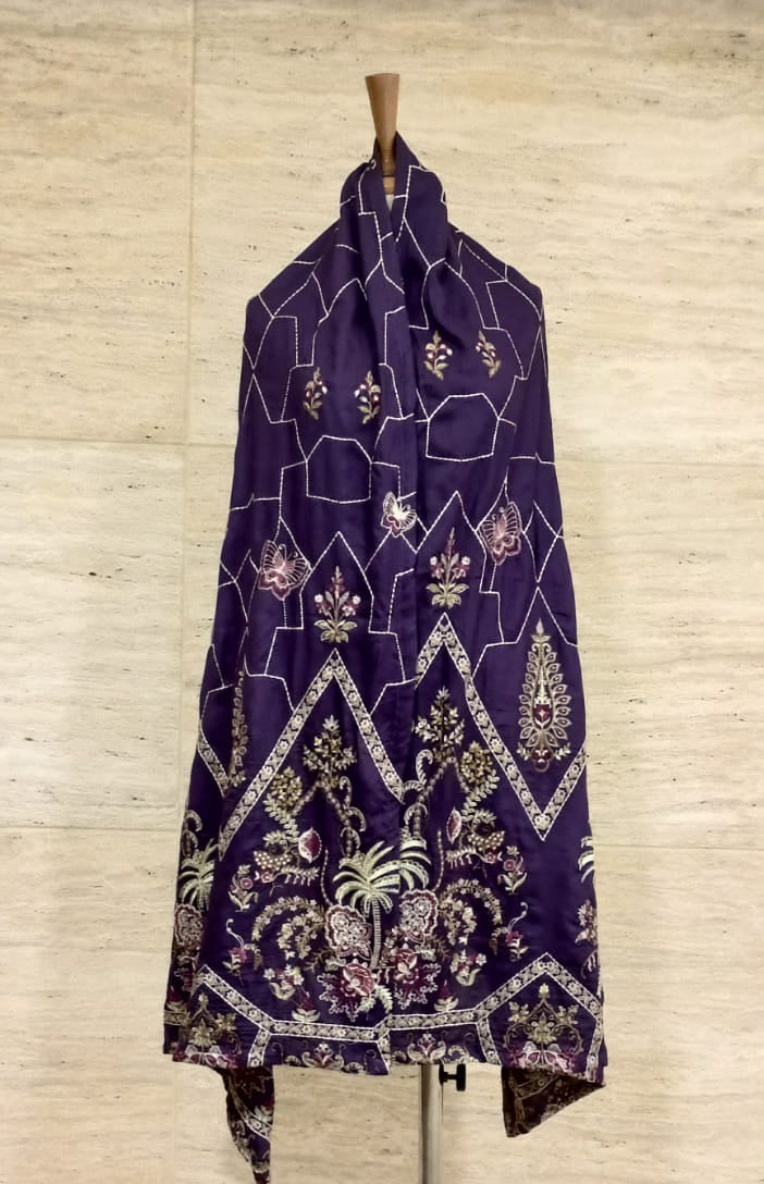 Linen Embroidered Winter Shawl
