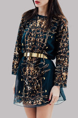 Black Iris Organza Embellished Dress