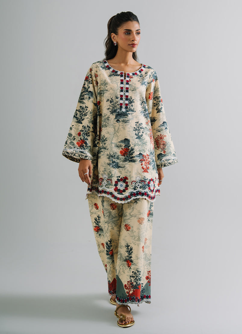 Printed Embroidered Co-Ord Set