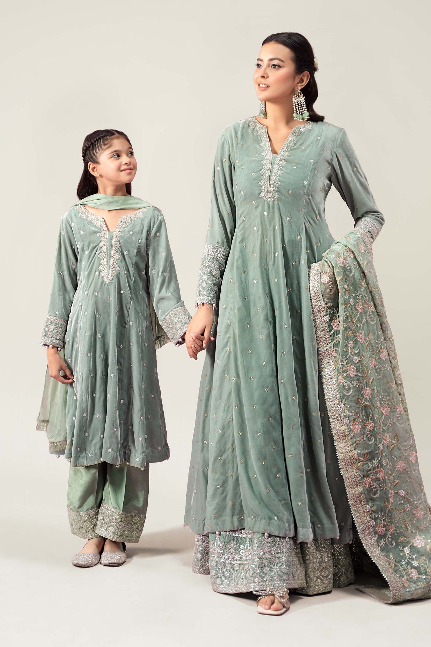 3 Piece Embroidered Velvet Suit