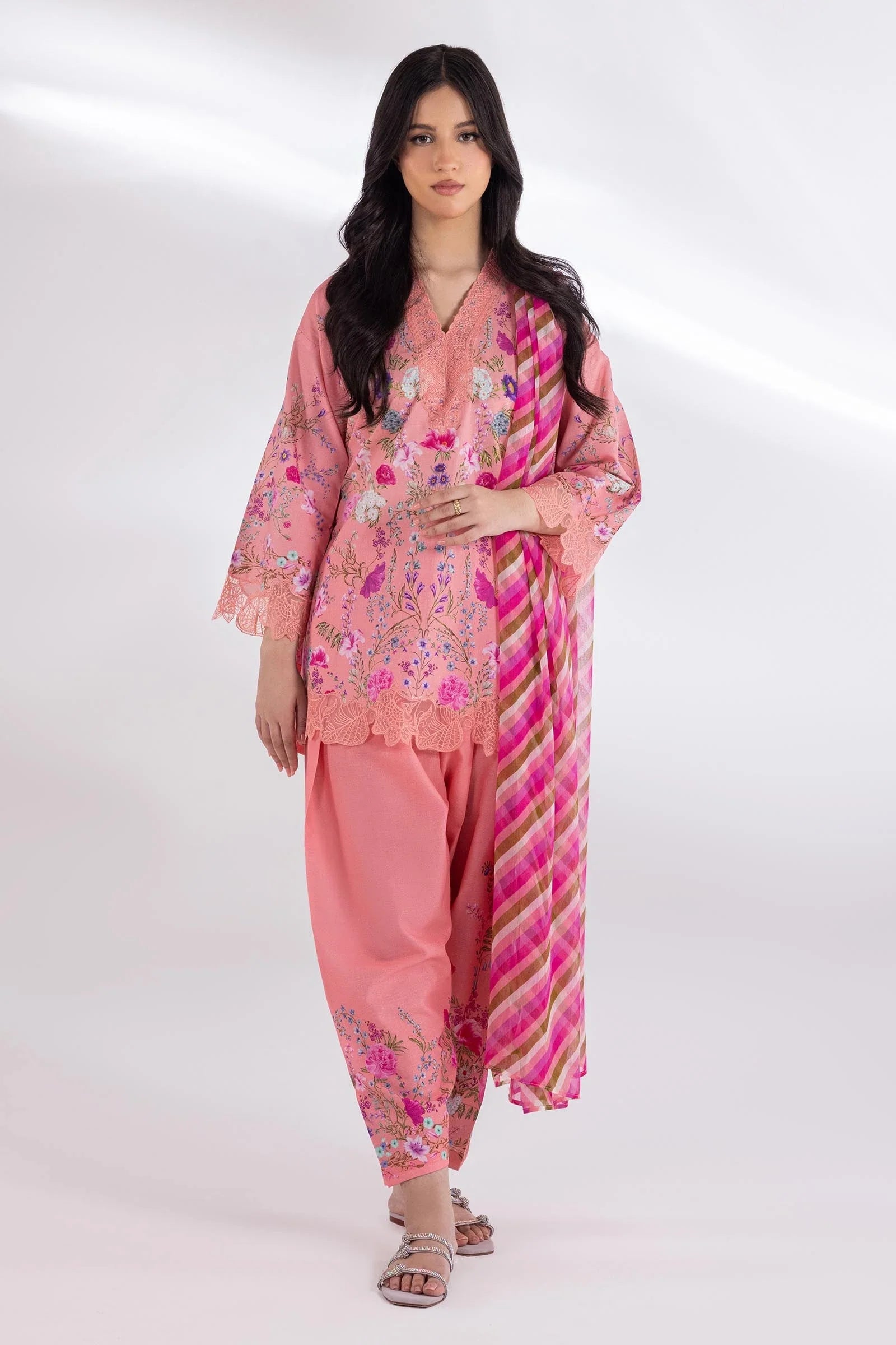 Stitched Muzlin Lawn Shirt + Dupatta