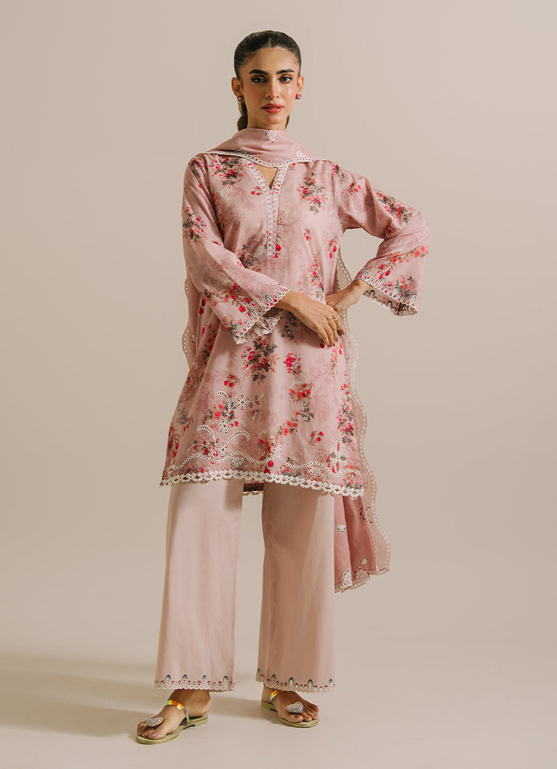 3 Pc Printed Embroidered Suit