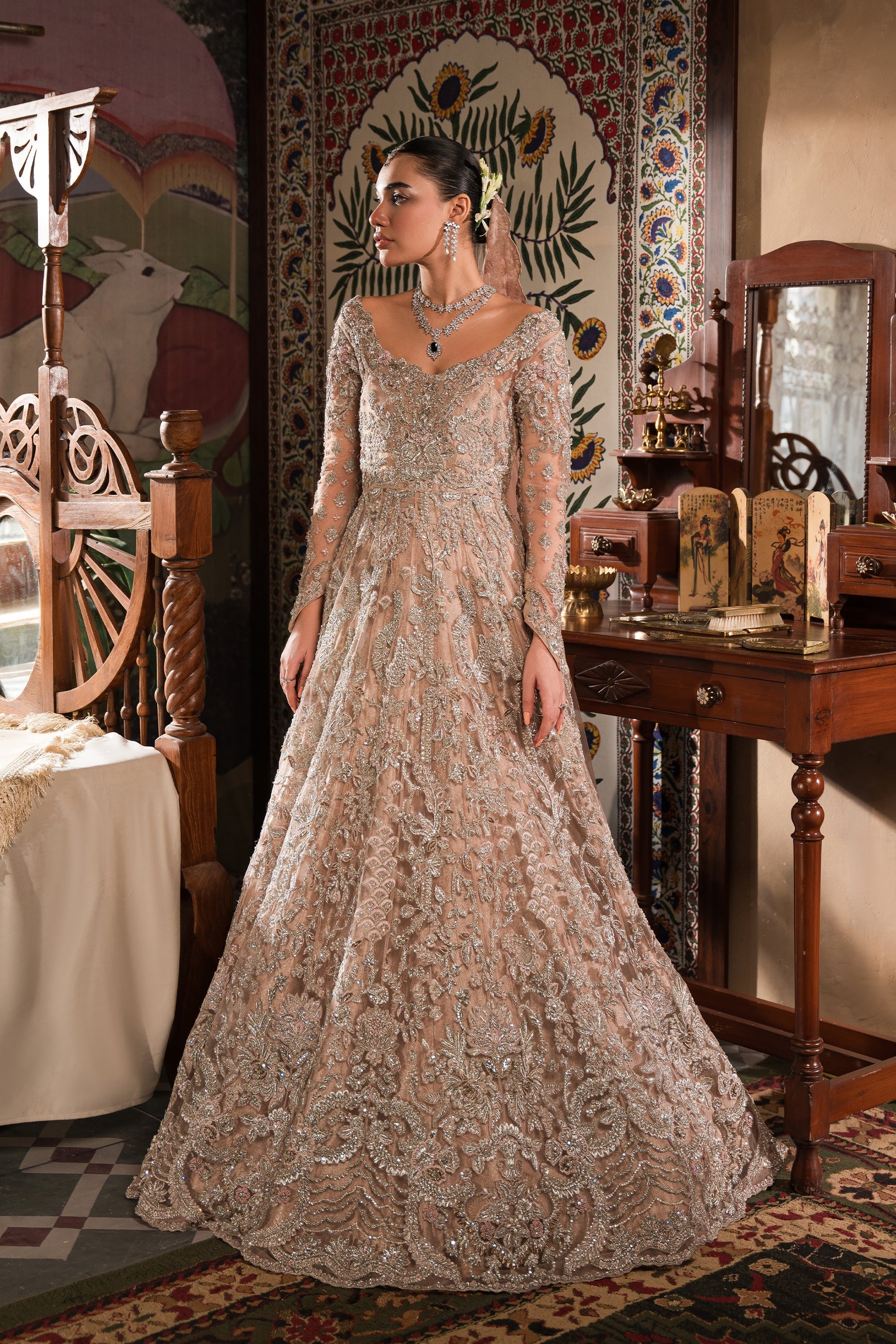 Blush Pink and Silver Dreamy Bridal Peshwas Set (BR-02)