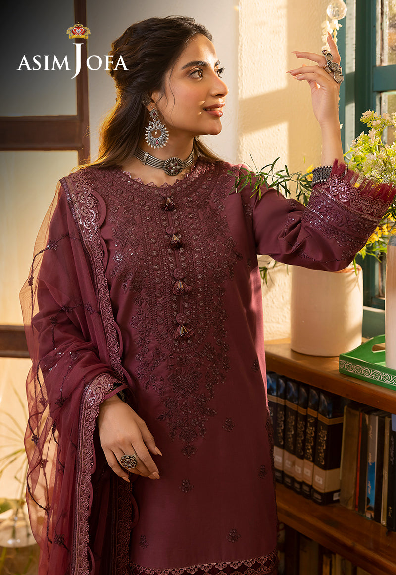 AJSWD-10 EMBROIDERED LAWN SILK 3 PCS