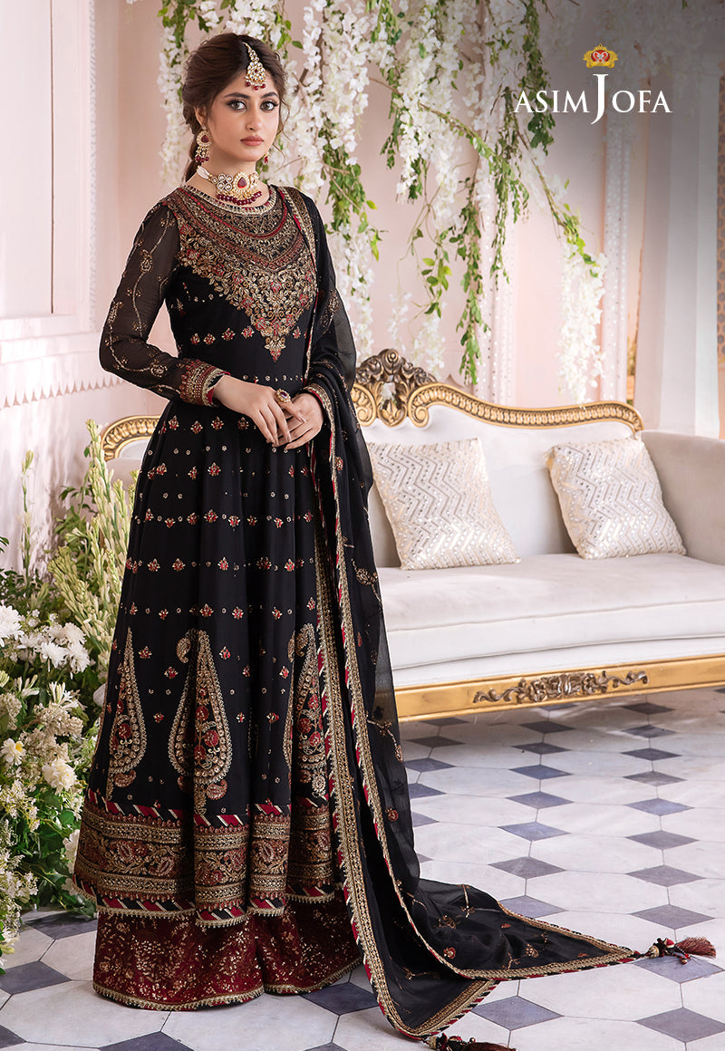 AJSMD-13 EMBROIDERED COTTON NET ORGANZA STITCHED 1 PC