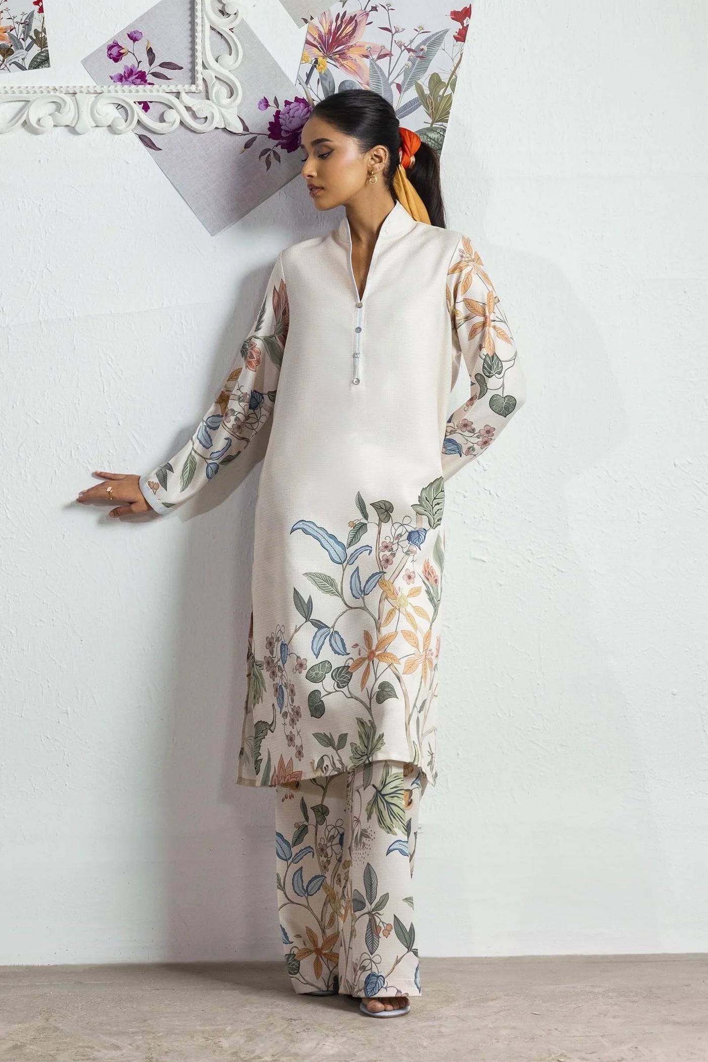 Stitched Blended Jacquard Shirt + Culotte