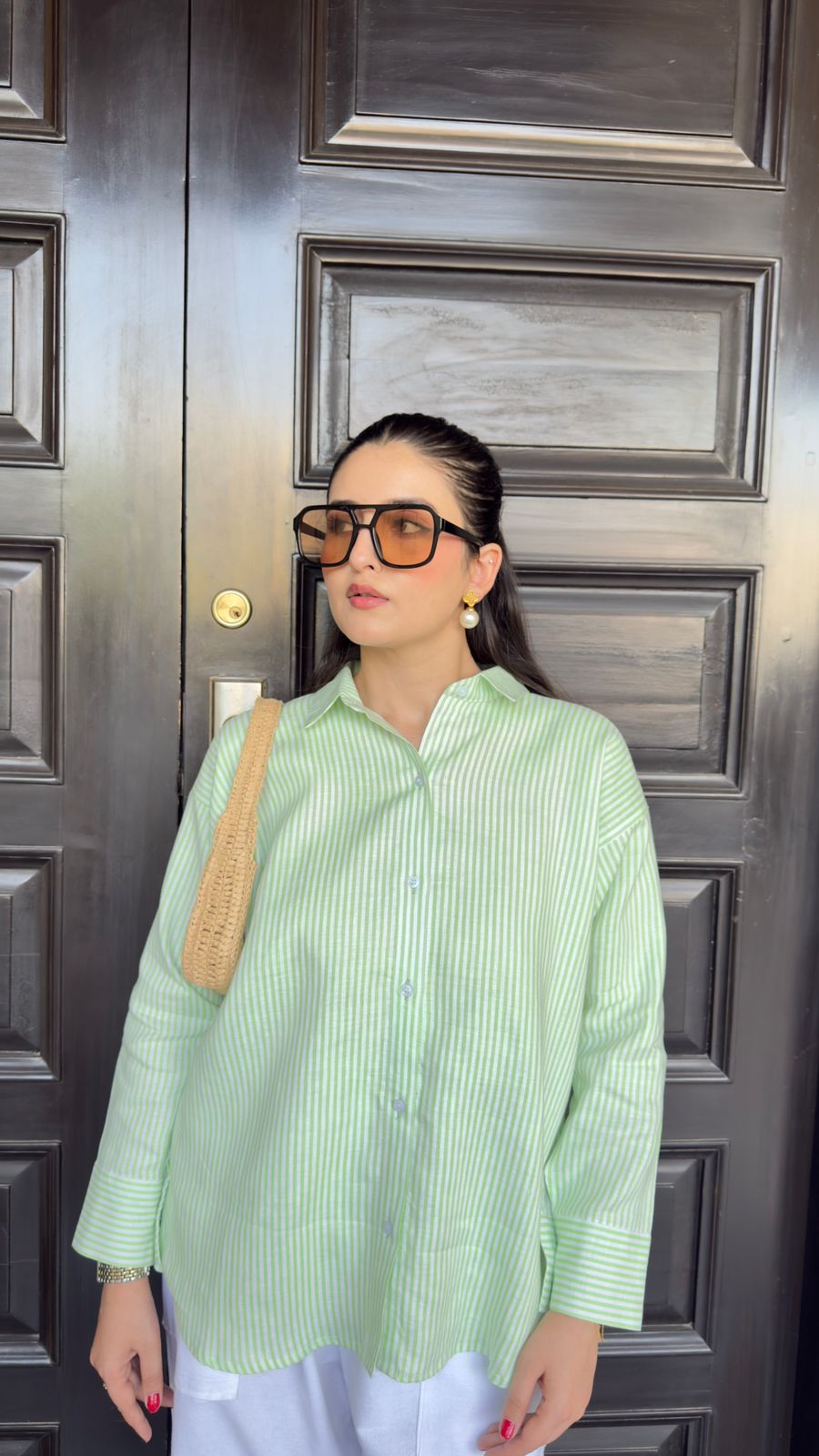Lime Green & White Stripes