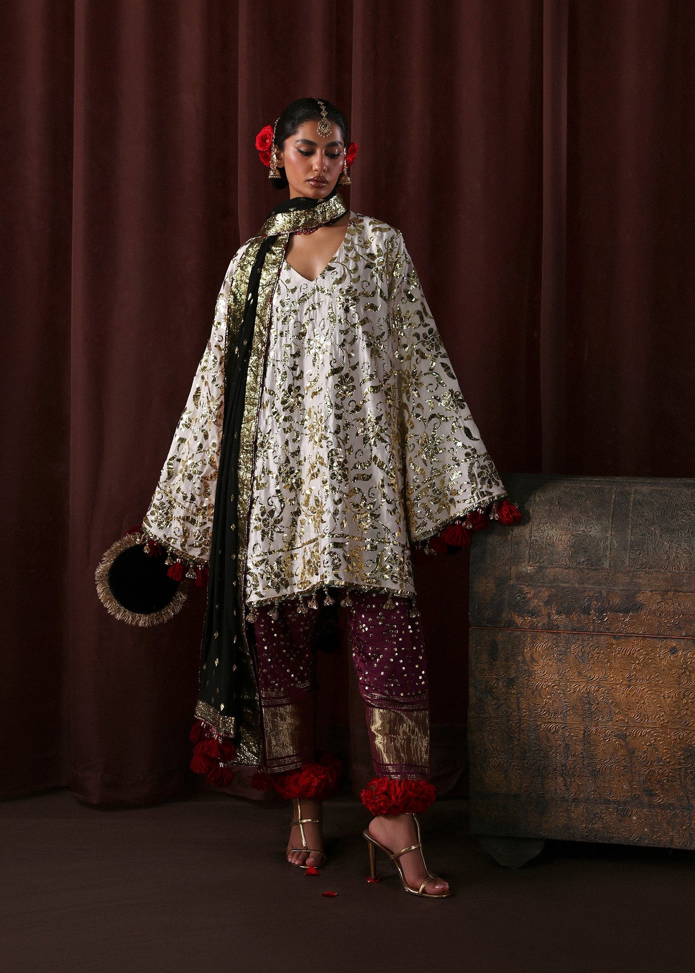 Plain Chiffon Dupatta with Trimmings