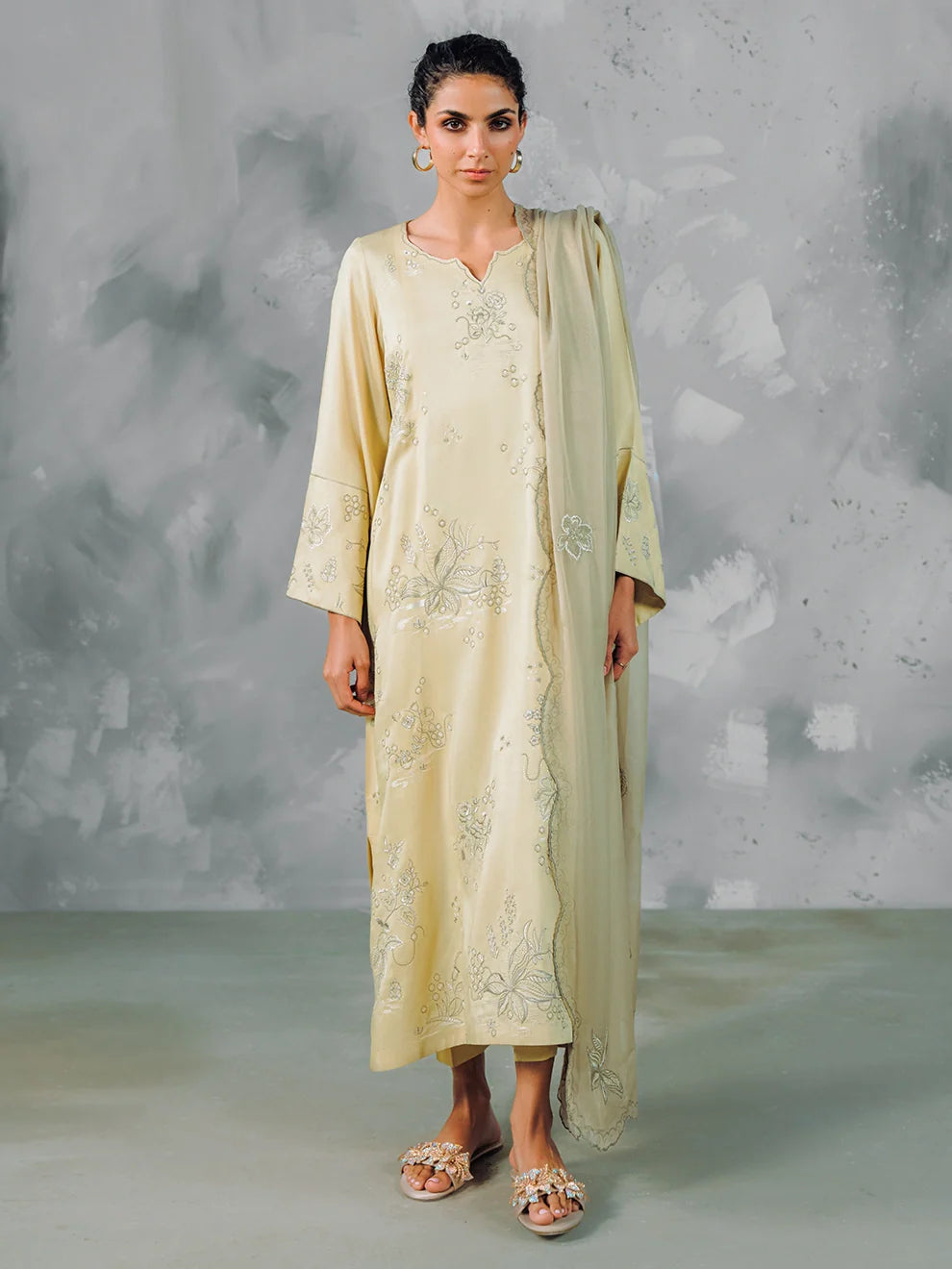 Biscotti Bliss - 3Pcs Khaddi Silk Ensemble