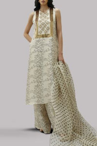 Lamb’s Wool Block Printed & Embellished Raw Silk Set