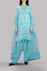 Petit Four Block Printed &amp; Embellished Raw Silk Set