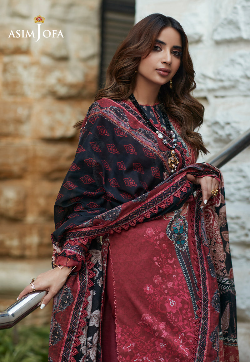 AJS-12 DESIGNERS STITCHED PRINTED LAWN 3 PCS