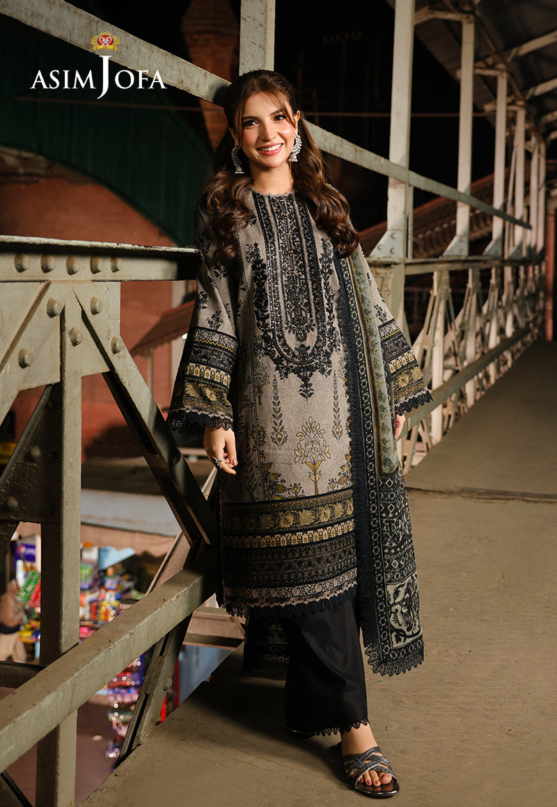 AJUBFD-51 PRINTED EMBROIDERED LAWN STITCHED 3 PCS