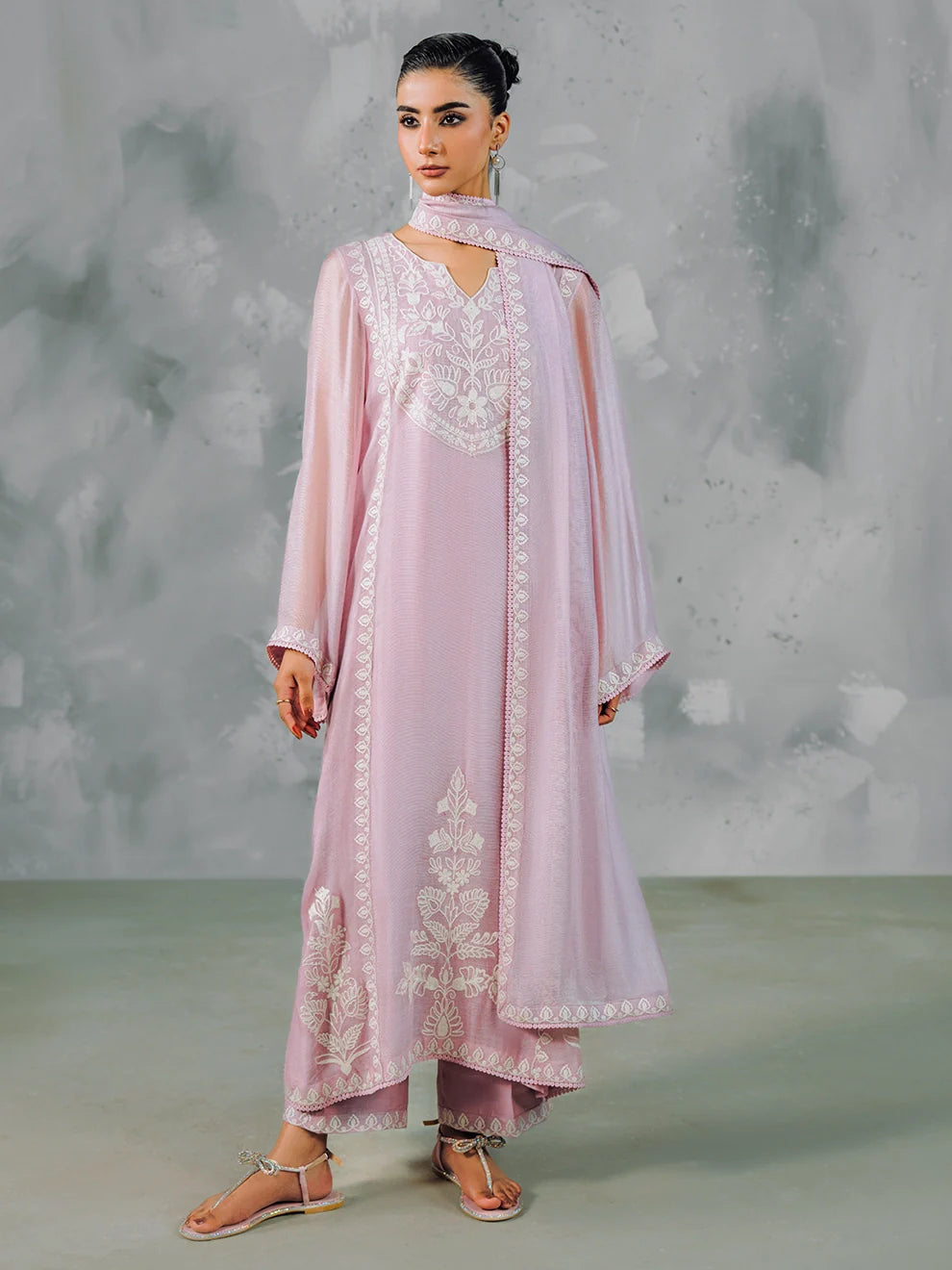 Khaddi Tulle - 4Pcs Tusser Net Ensemble