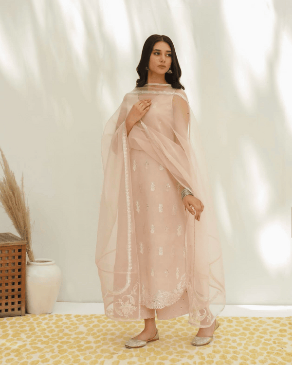 Dusty Pink Lawn Suit | Floral 3 Piece Formal Wear