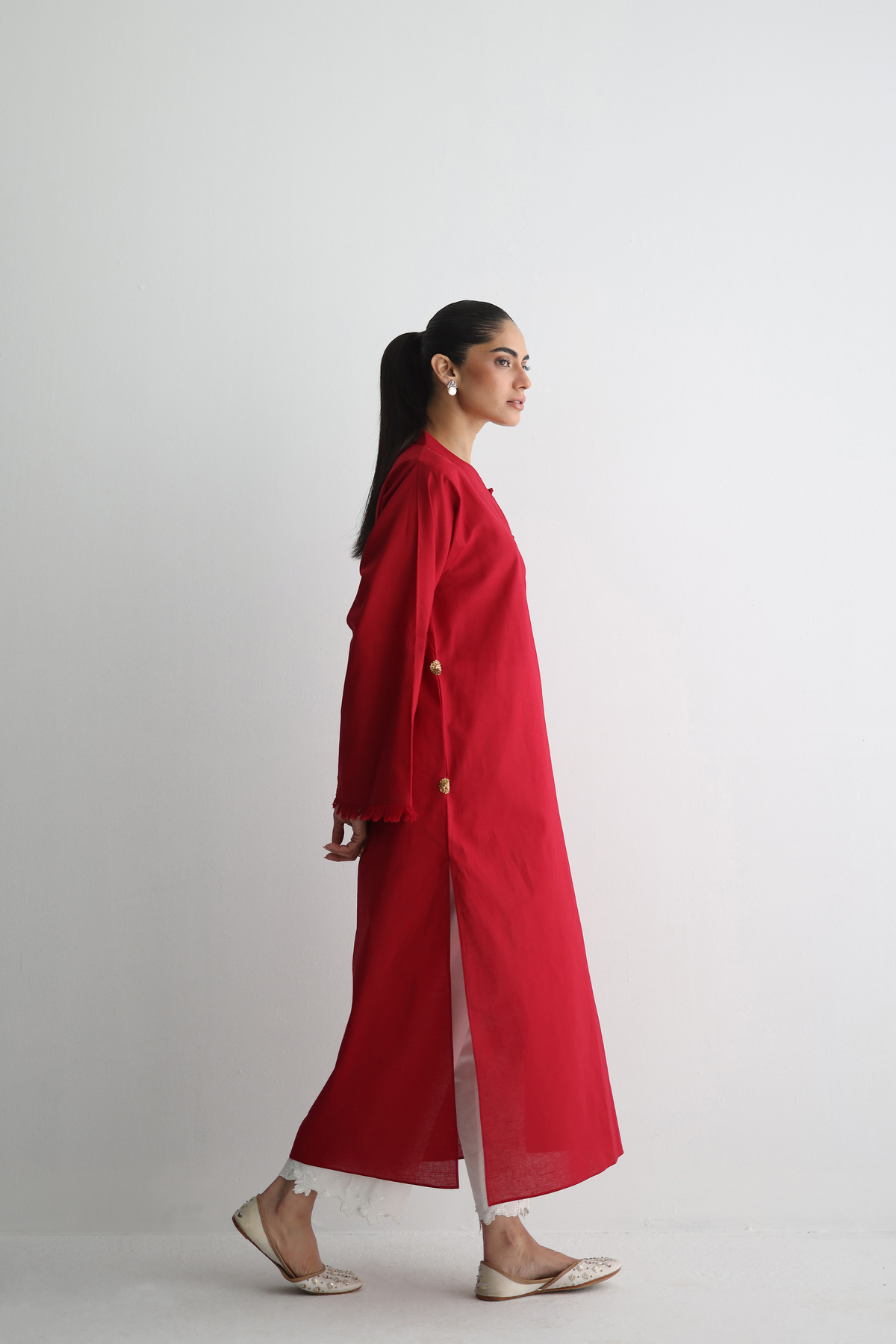 Ruby Red - Kurta with Pocket Detailing