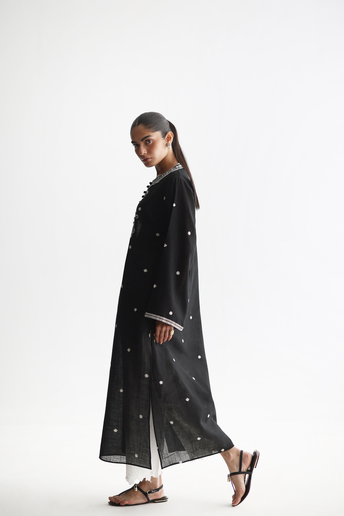 Black - Fully Embroidered Kurta