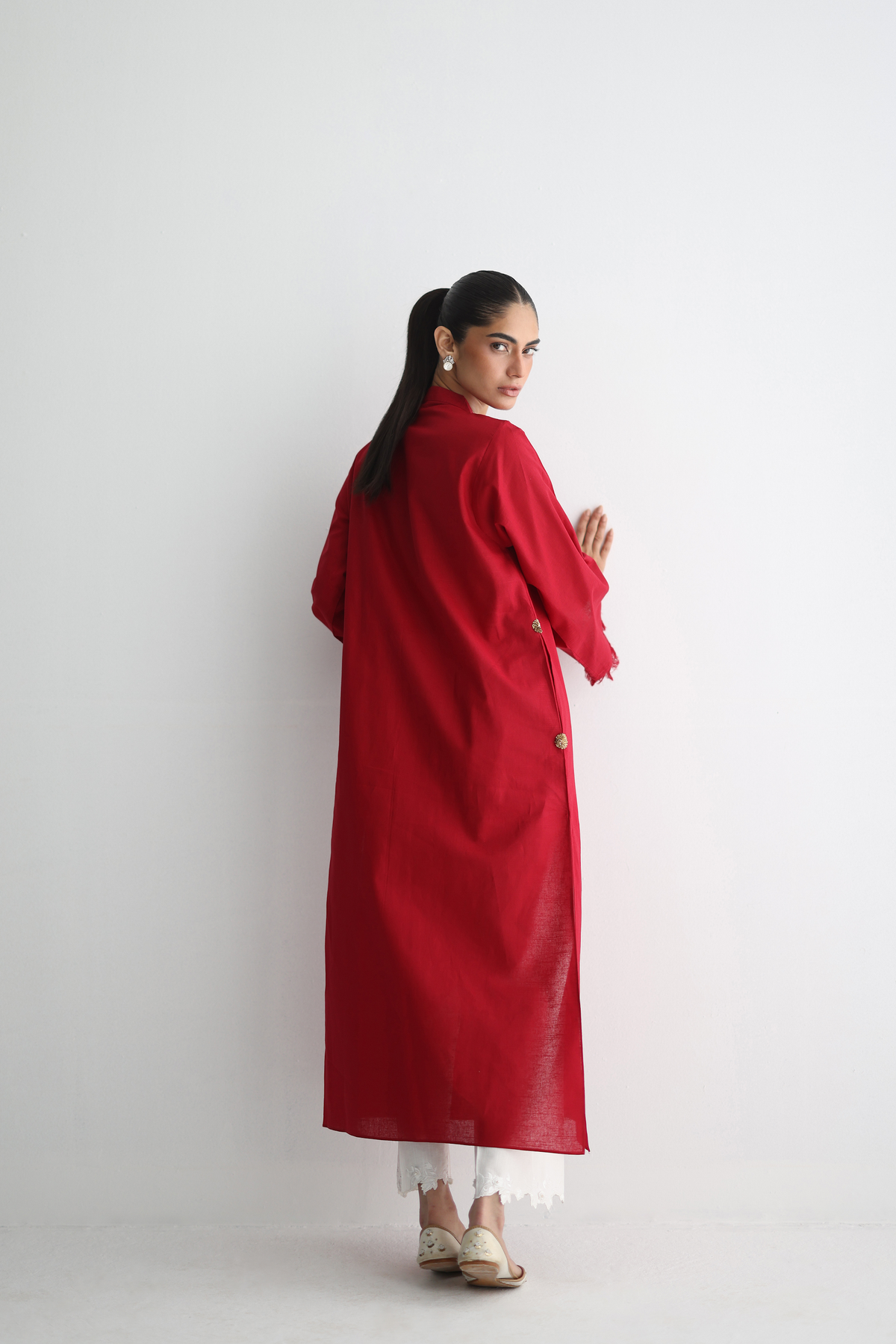 Ruby Red - Kurta with Pocket Detailing