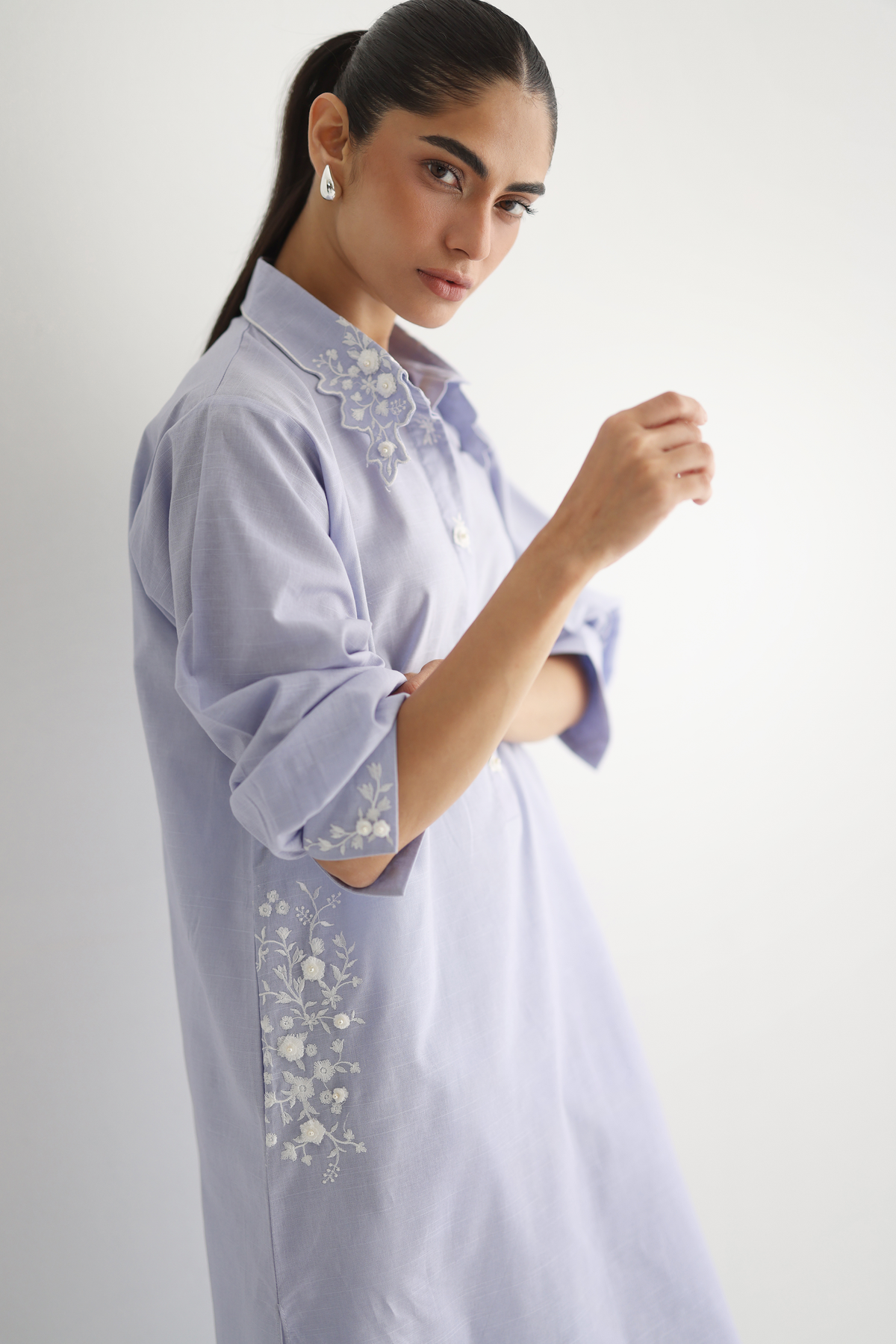 Lavender - Embroidered Shirt