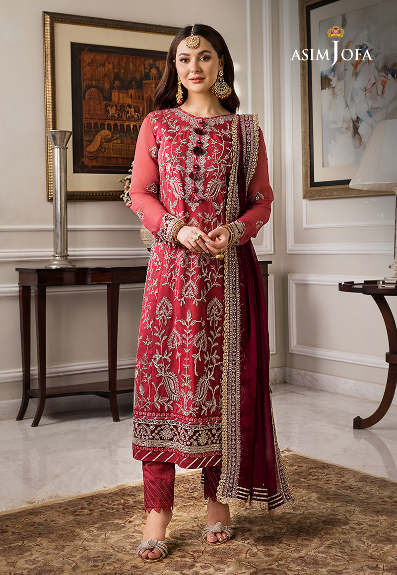 AJZS-28 EMBROIDERED ORGANZA 2 PCS