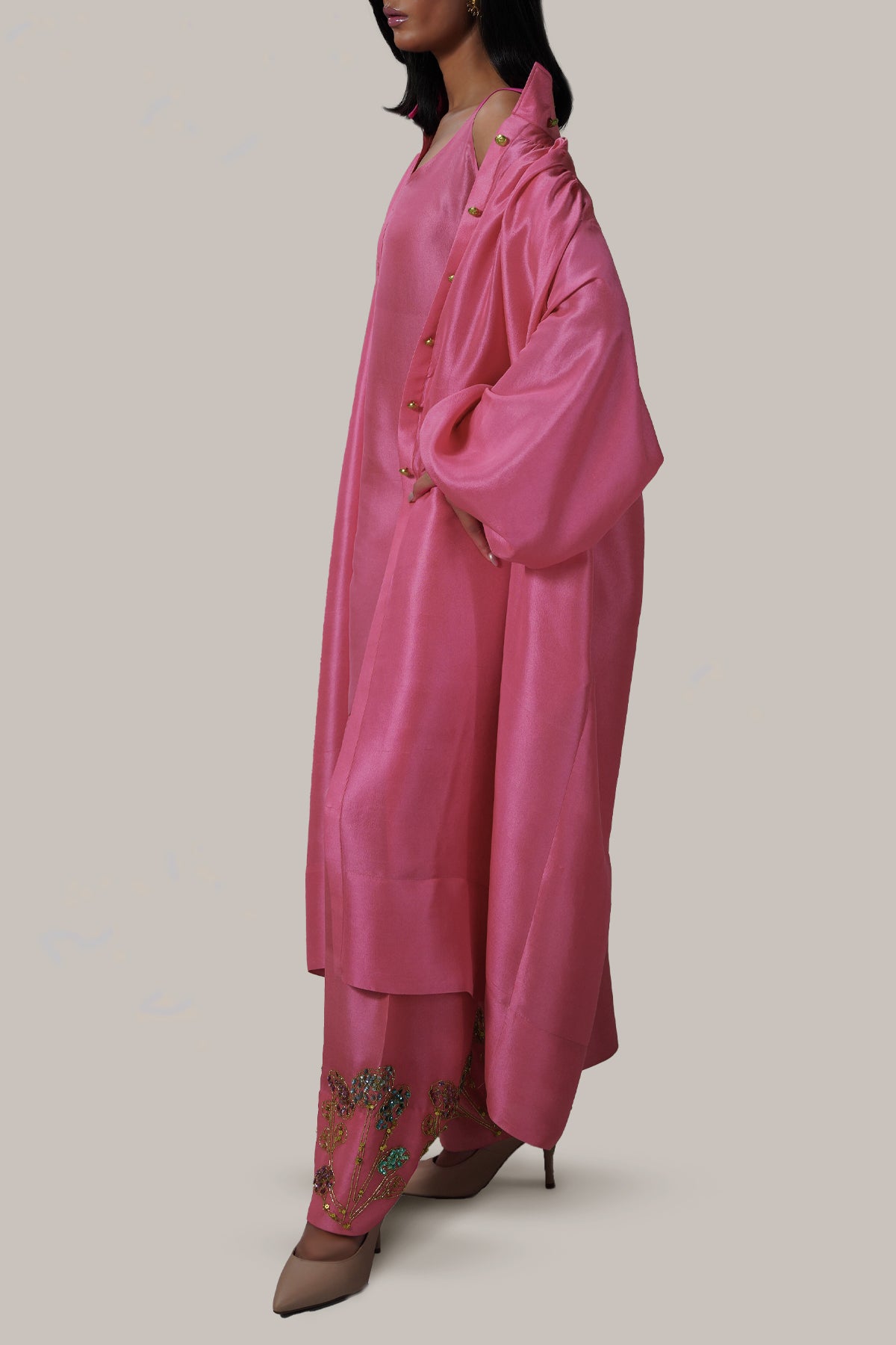 Fandango Pink Raw Silk Jacket Set