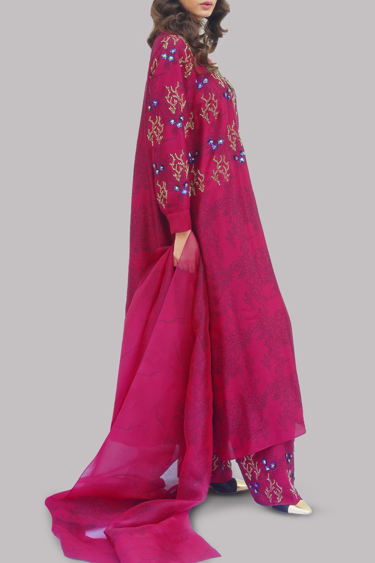Scooter Red Block Printed &amp; Embellished Set