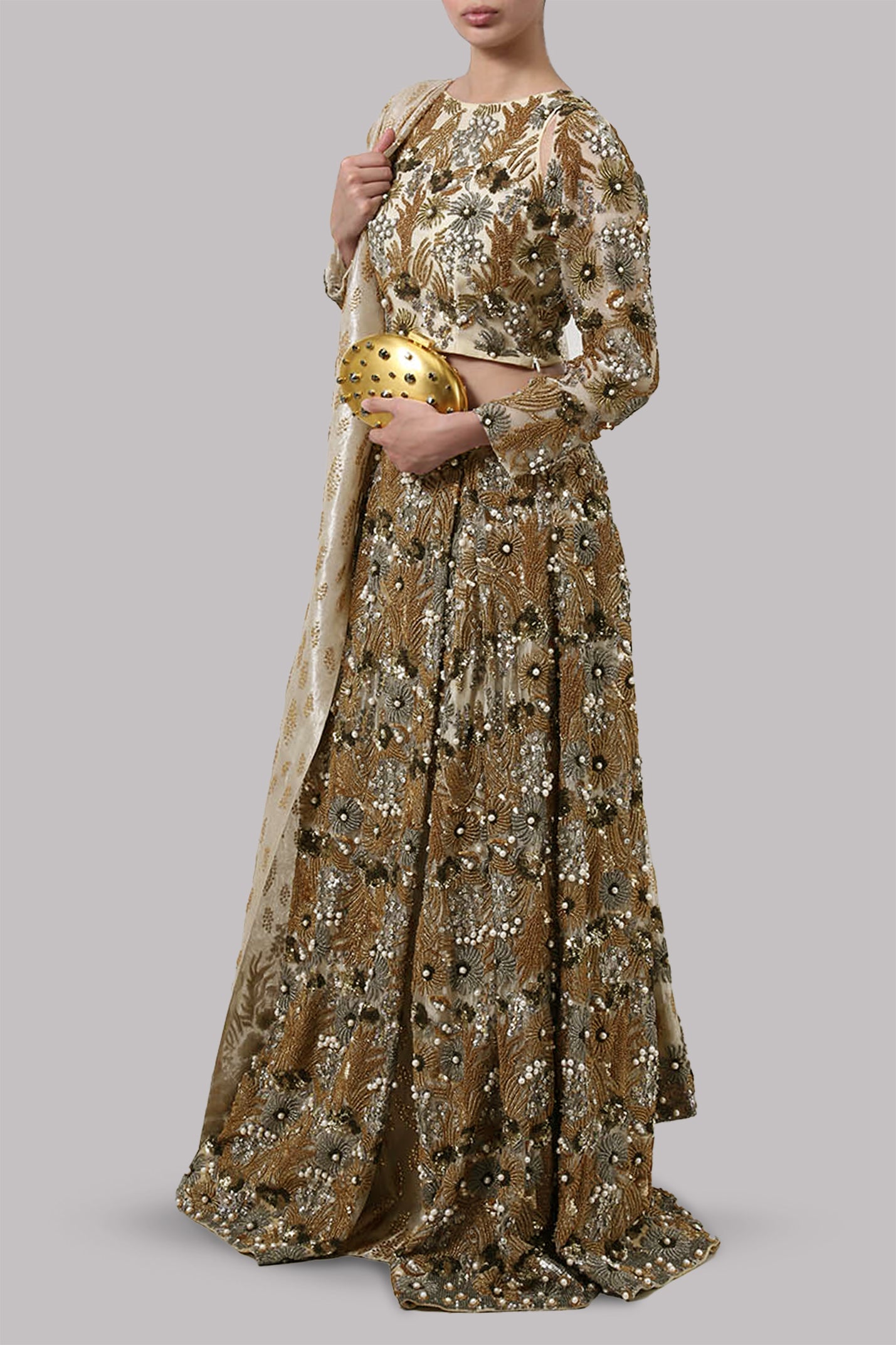 Gold Embellished Lehenga Choli Set