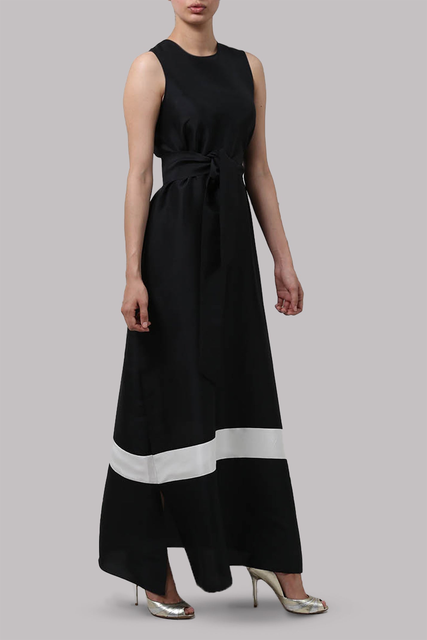 Black Raw Silk Maxi Dress