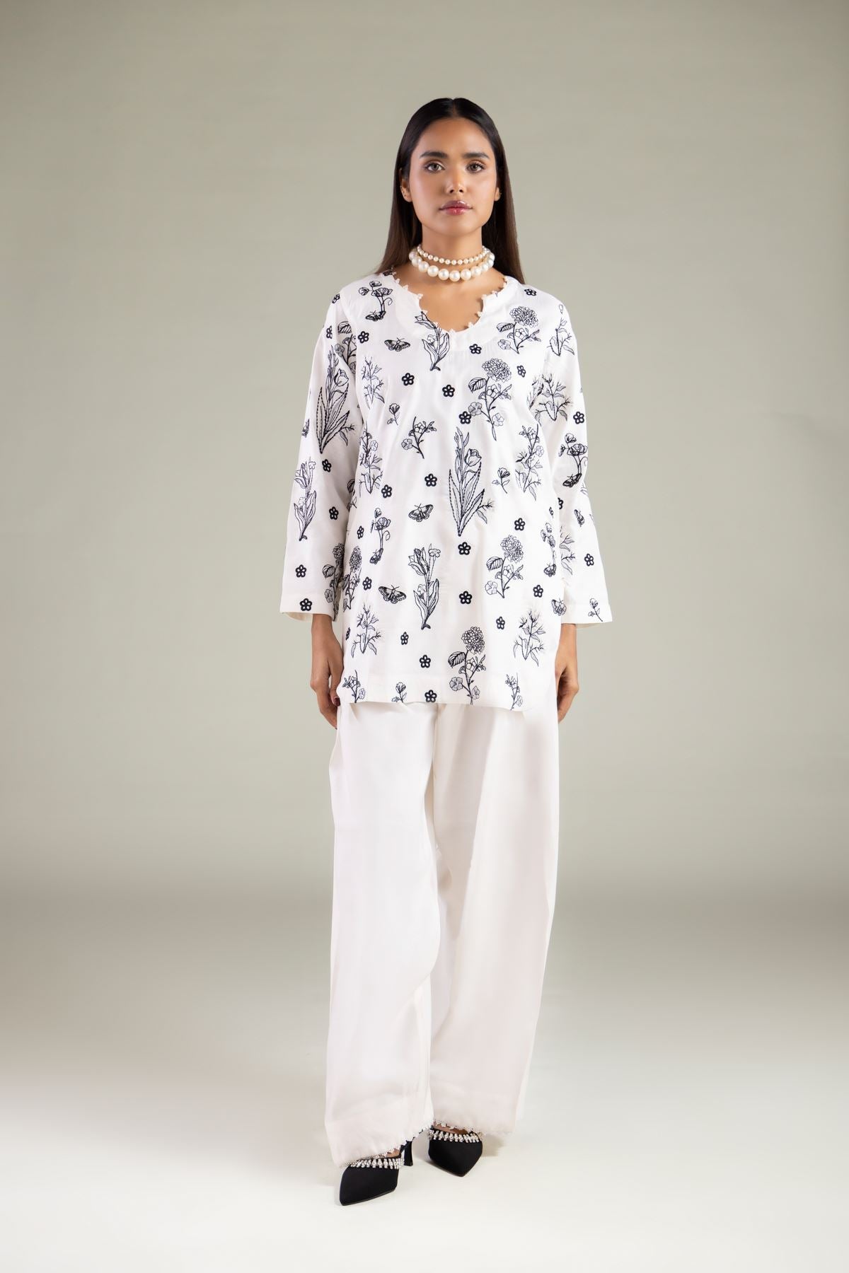 Floral Scalloped Kurta