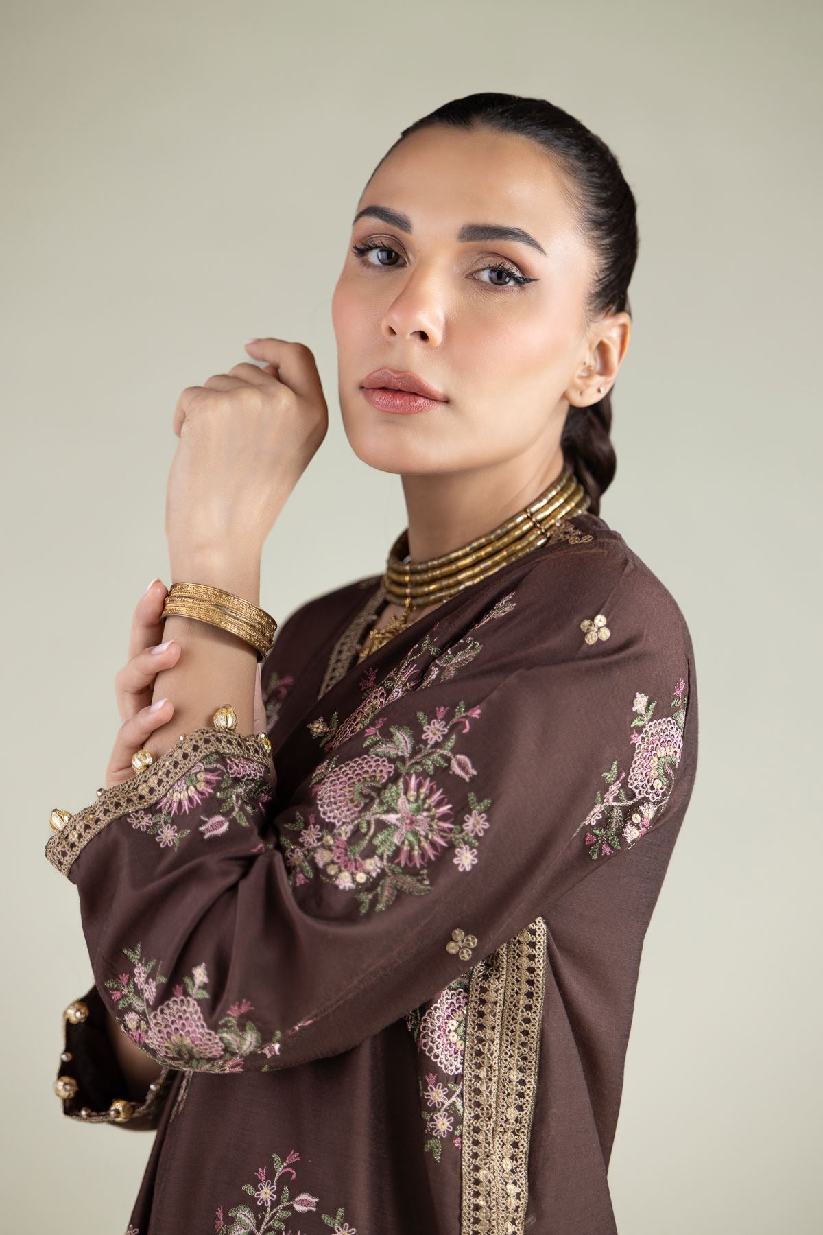 Floral V-Neck Kurta