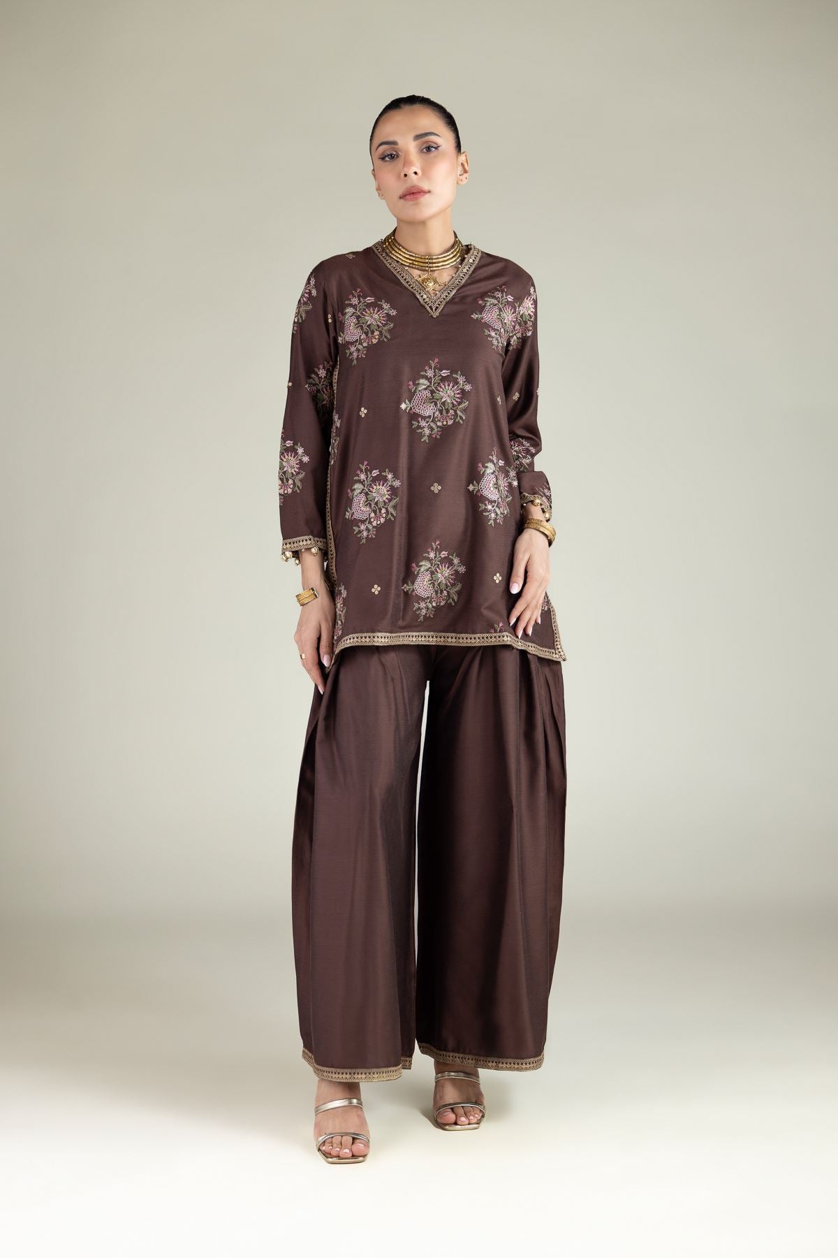 Floral V-Neck Kurta