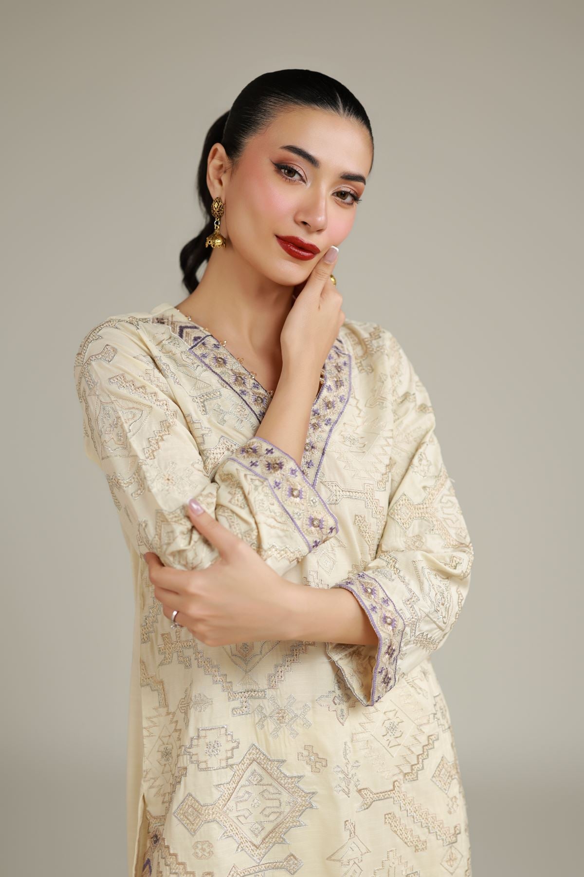 Geometric Silk Kurta