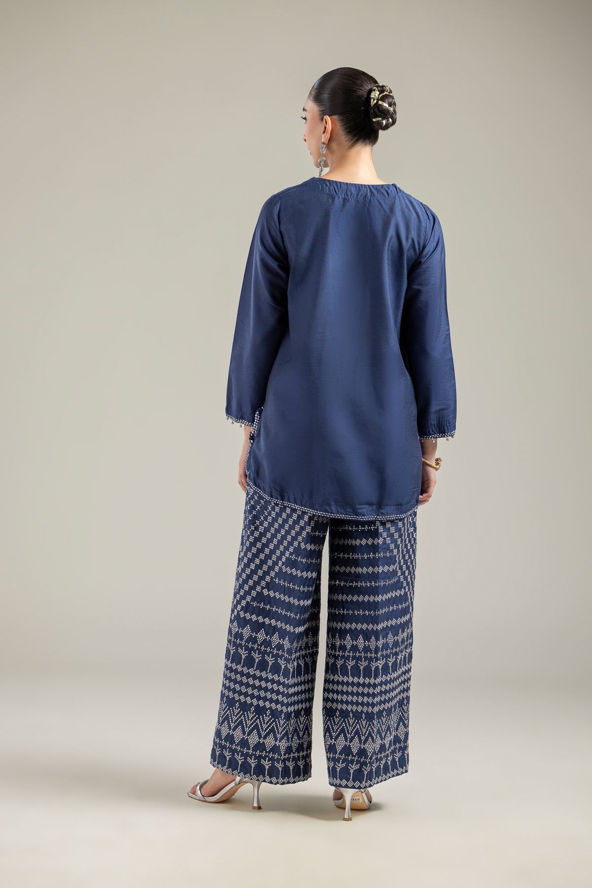 Navy V-Neck Kurta