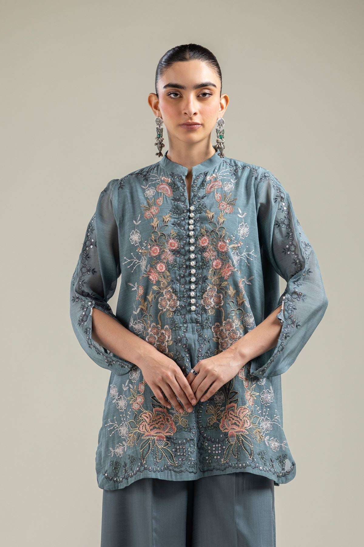 Embroidered Silk Kurta