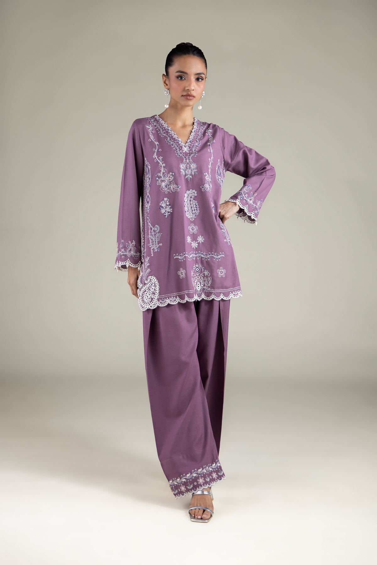 Floral V-Neck Kurta