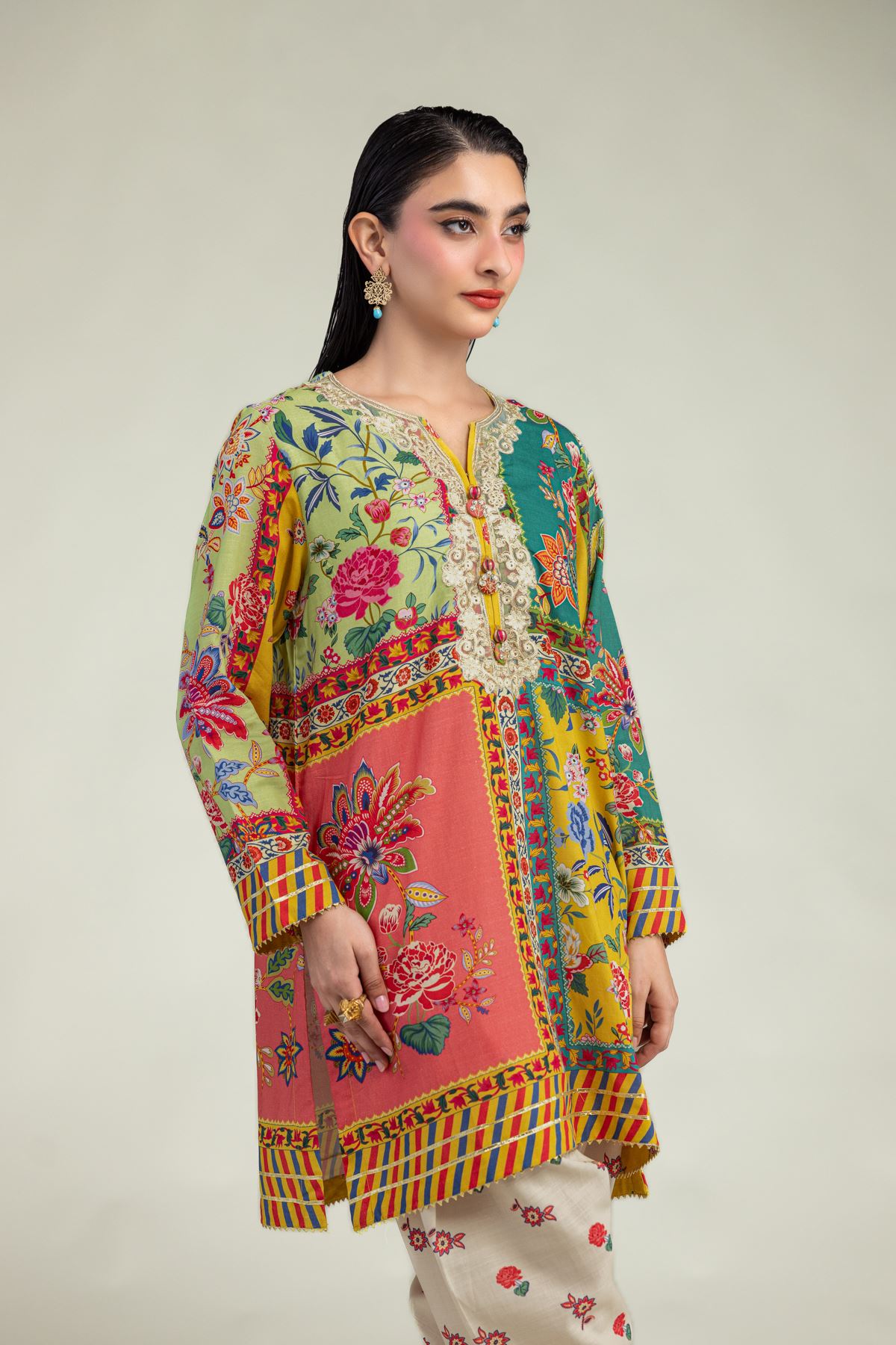 Floral Silk Kurta