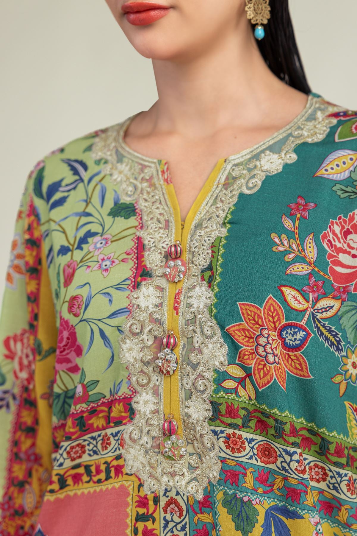 Floral Silk Kurta