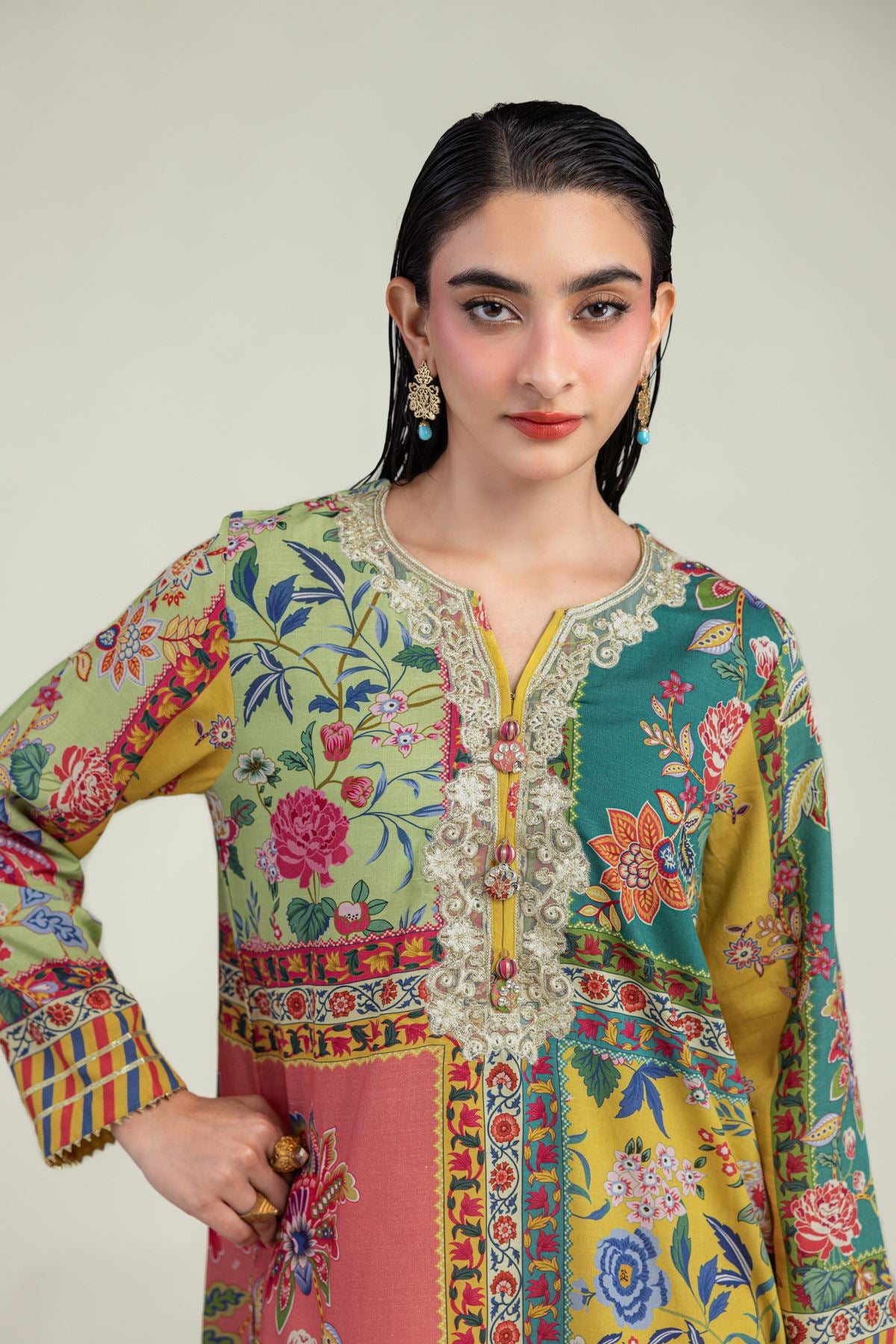 Floral Silk Kurta