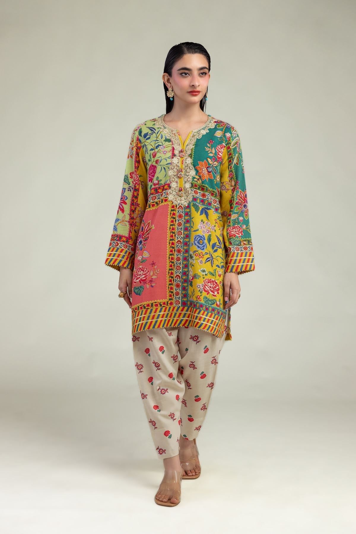 Floral Silk Kurta