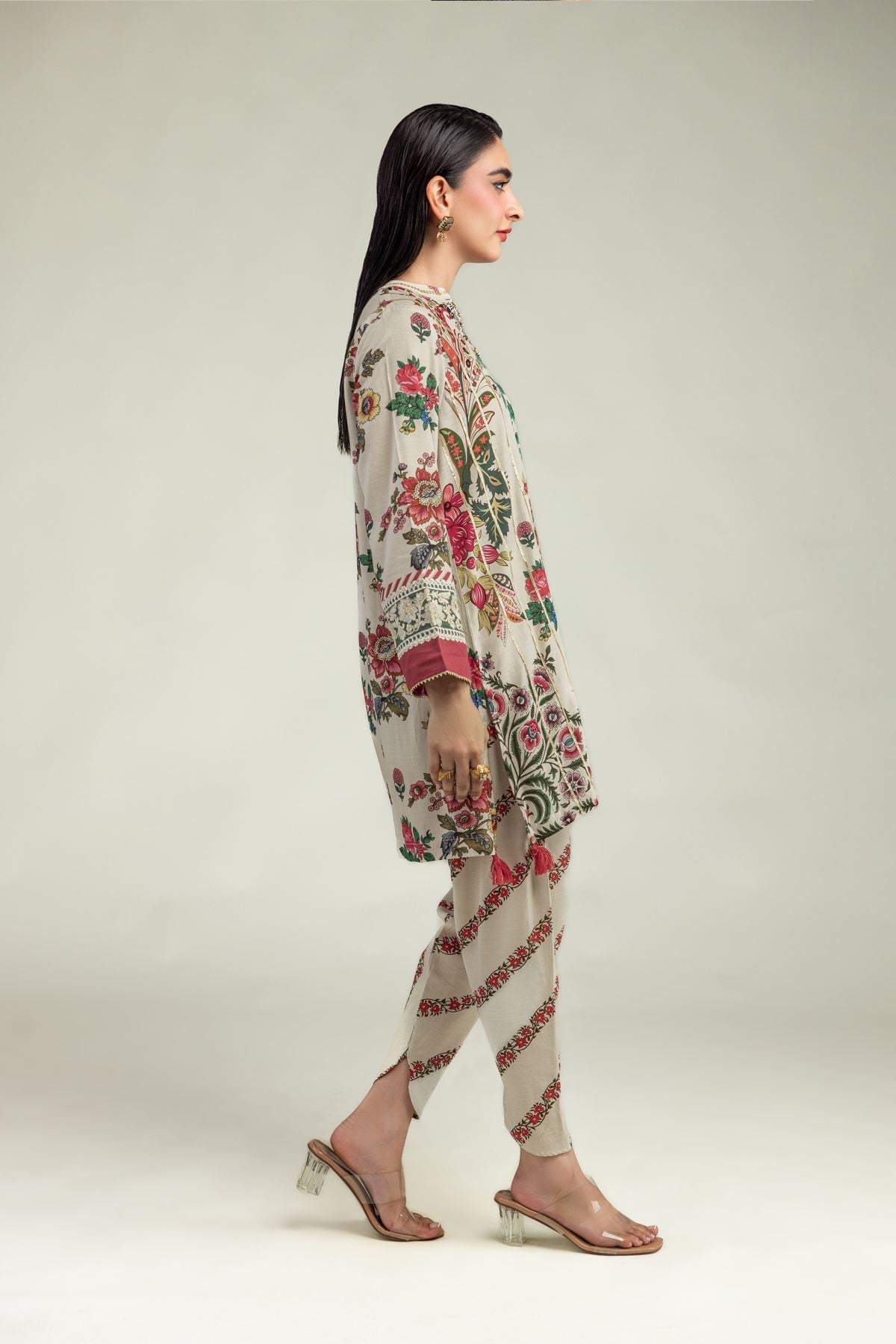 Beige Floral Shalwar