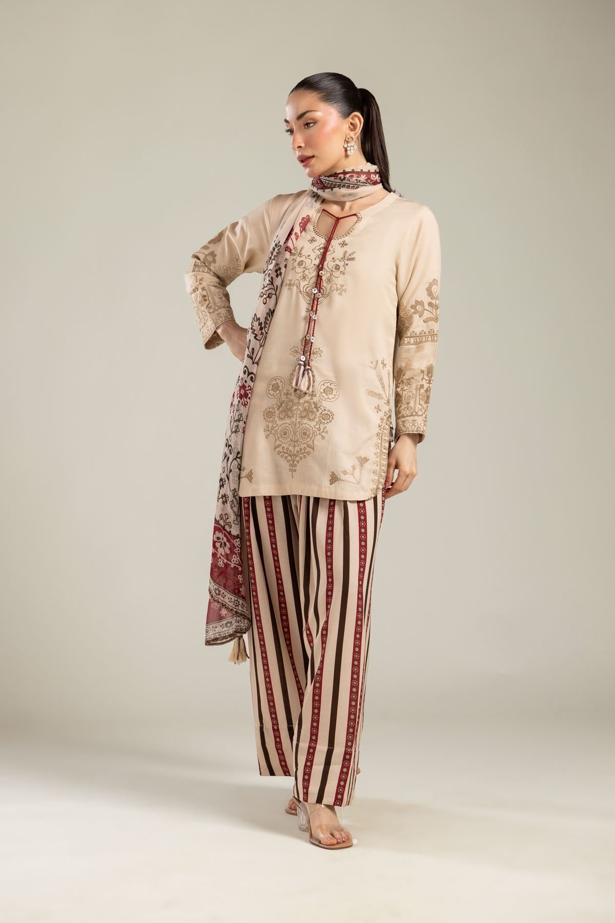 Beige Silk Shalwar