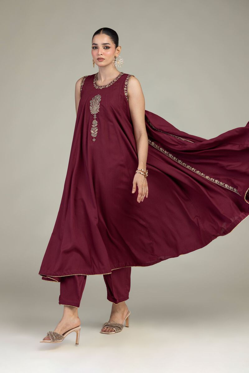 Maroon Silk Kurta