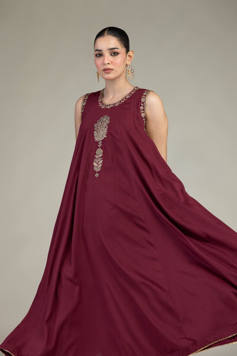 Maroon Silk Kurta
