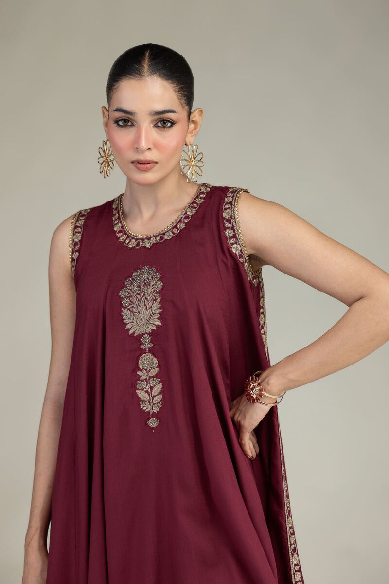 Maroon Silk Kurta
