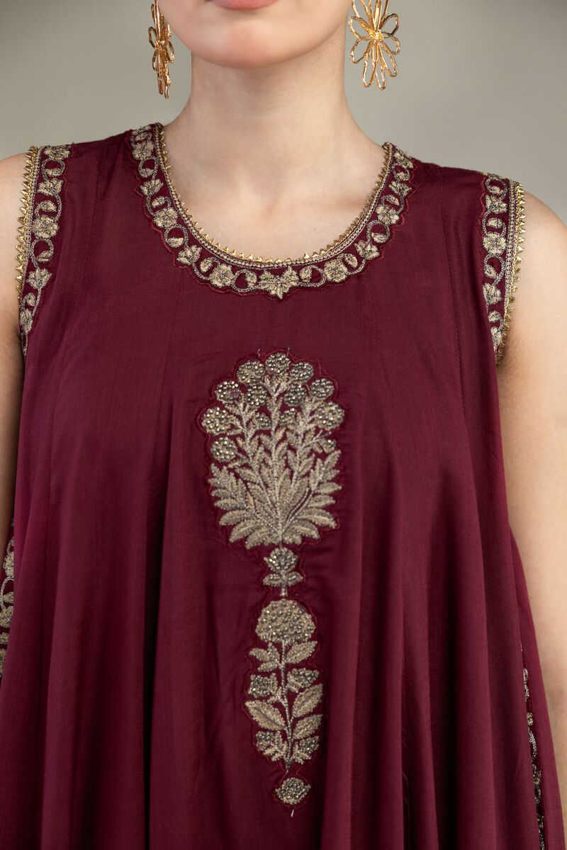 Maroon Silk Kurta