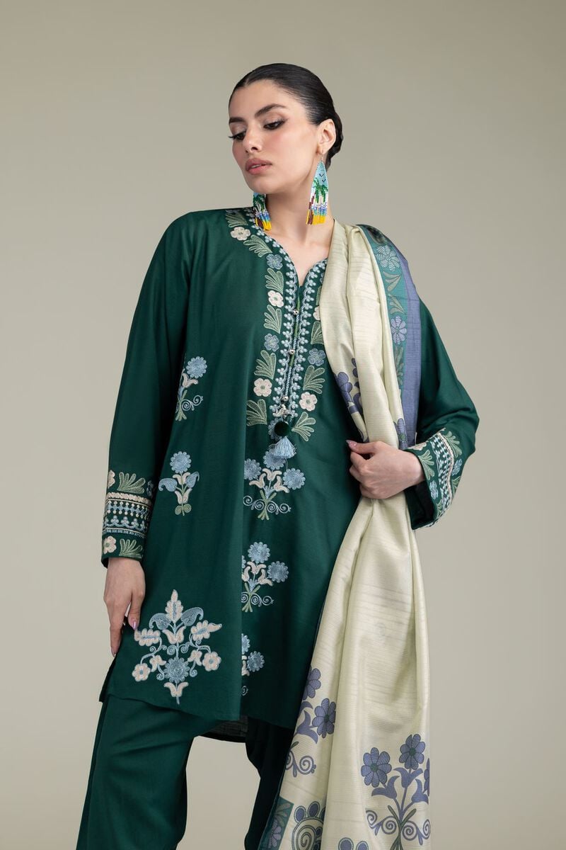 Green V-Neck Kurta